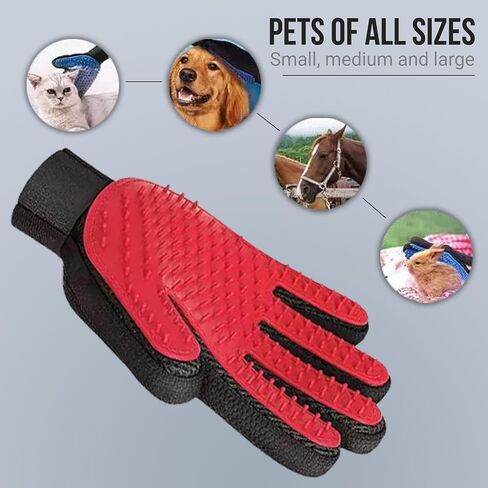 قفازات فلافي بادي للعناية بالحيوانات الأليفة للكلاب والقطط - قفازات فرشاة تدليك لطيفة لإزالة الشعر لإزالة التساقط والغسيل، فرو طويل وقصير - زوج واحد (أزرق) in Kuwait