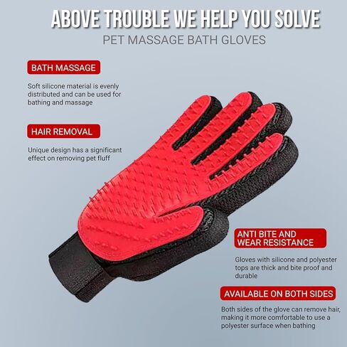 قفازات فلافي بادي للعناية بالحيوانات الأليفة للكلاب والقطط - قفازات فرشاة تدليك لطيفة لإزالة الشعر لإزالة التساقط والغسيل، فرو طويل وقصير - زوج واحد (أزرق) in Kuwait