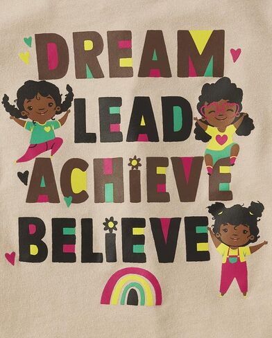 The Children's Place Baby Toddler Girls Short Sleeve Graphic T-Shirt, Dream,Lead,Achieve,Believe in Saudi Arabia