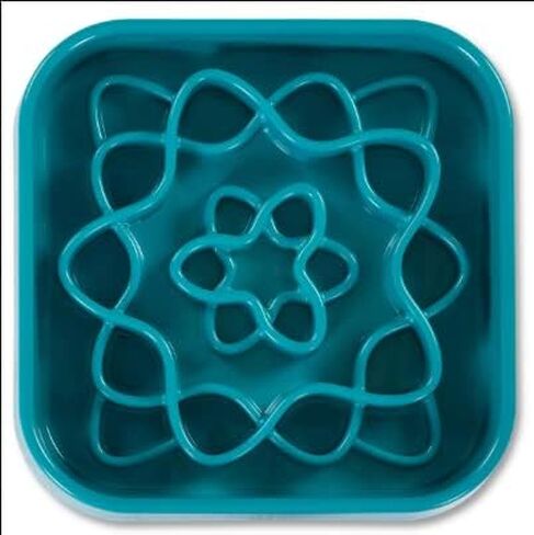 Messy Mutts and Cats Interactive Square Slow Feeder | Blue (2 Cup) | 8" x 8" Square Puzzle Slow Feeder for Dogs/Cats | Enrichment Food Dish for Slow Eating, Bloating in Kuwait
