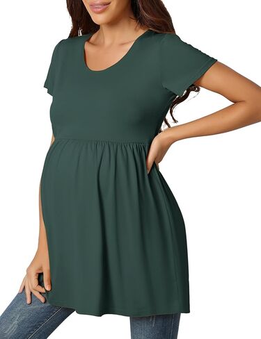 قمصان تونك للأمومة على شكل طفل ناعم عثرة تونك للأمومة قمصان الحمل ملابس يومية غير رسمية in Kuwait