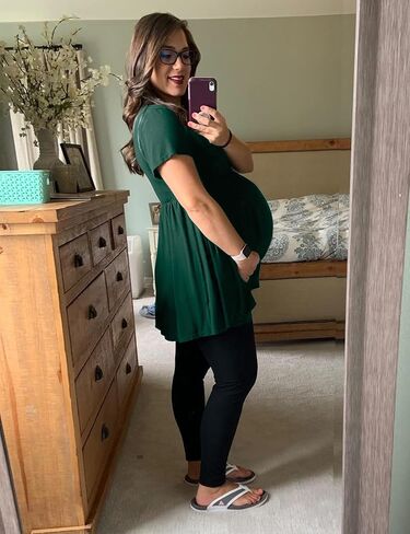 قمصان تونك للأمومة على شكل طفل ناعم عثرة تونك للأمومة قمصان الحمل ملابس يومية غير رسمية in Kuwait