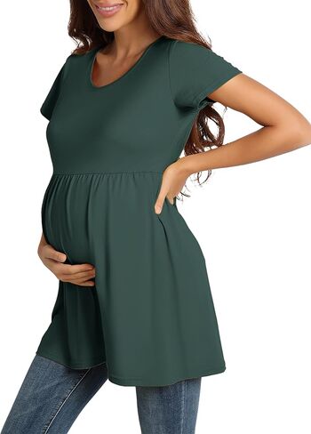 قمصان تونك للأمومة على شكل طفل ناعم عثرة تونك للأمومة قمصان الحمل ملابس يومية غير رسمية in Kuwait