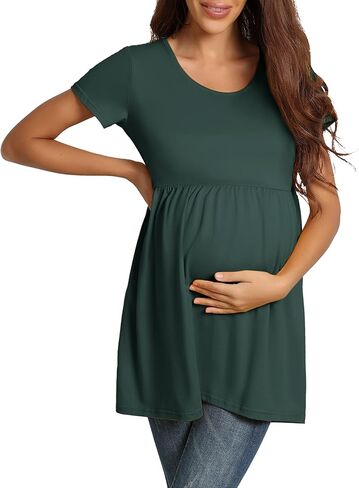 قمصان تونك للأمومة على شكل طفل ناعم عثرة تونك للأمومة قمصان الحمل ملابس يومية غير رسمية in Kuwait