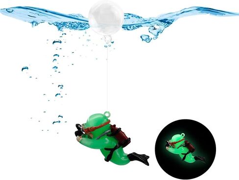 WishLotus حوض للأسماك الديكور العائم، دائم الراتنج حوض السمك الملحقات الزخرفية الفلورسنت لطيف الكاميرا غواص مع خط رفيع والكرة المعلقة ديكور خزان الأسماك لديكور المناظر الطبيعية حوض السمك (الأخضر) in Saudi Arabia