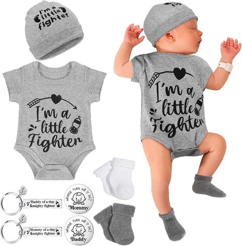 مجموعة هدايا ملابس أطفال من Toulite NICU Preemie مجموعة هدايا ملابس أطفال Preemie قبعة جوارب Preemie مع عملة سلسلة مفاتيح لاستحمام الطفل Preemie in Kuwait