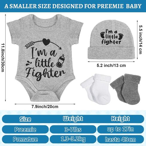 مجموعة هدايا ملابس أطفال من Toulite NICU Preemie مجموعة هدايا ملابس أطفال Preemie قبعة جوارب Preemie مع عملة سلسلة مفاتيح لاستحمام الطفل Preemie in Kuwait
