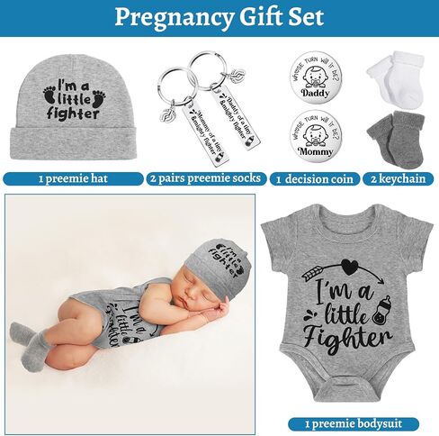 مجموعة هدايا ملابس أطفال من Toulite NICU Preemie مجموعة هدايا ملابس أطفال Preemie قبعة جوارب Preemie مع عملة سلسلة مفاتيح لاستحمام الطفل Preemie in Kuwait
