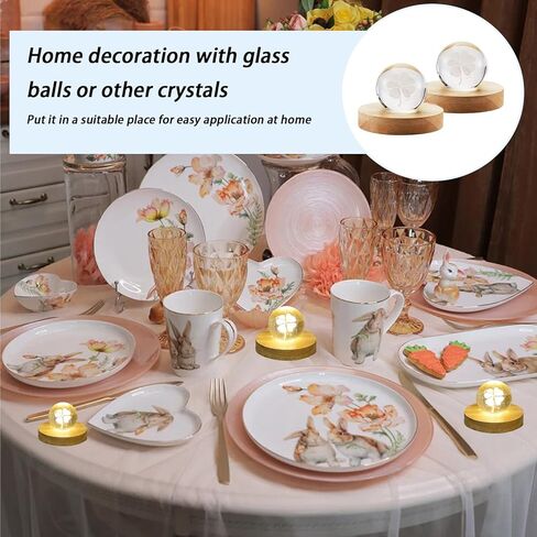 ZILAMGOO Wood Light Display Base with Remote Control | Circular Wooden LED Light Base for Crystal Balls, Resin Art | Multiple Colors Adjustable LED Light Display Base (2.3'') in Kuwait