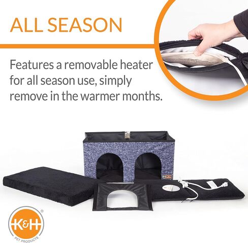 K&H Pet Products Thermo-Kitty Playhouse بيت القطط المُدفأ وخدش القطط من الورق المقوى القابل لإعادة التعبئة فقط (عبوتان) 12 × 14 بوصة in Kuwait