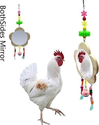 Vehomy Chicken Toys for Hens with Mirrors Chicken Wood Mirror Toy with Bell for Chicks Hens Roosters in Saudi Arabia