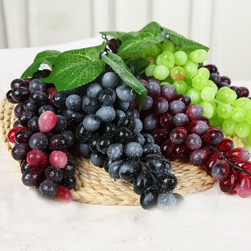 7.1 بوصة العنب الاصطناعي العنقودية المطاط متجمد حزم العنب زائفة الديكور عنب لخمر الزفاف مفيد الفاكهة النبيذ الديكور فو الدعائم الديكور المنزل - 4 حزمة in Kuwait