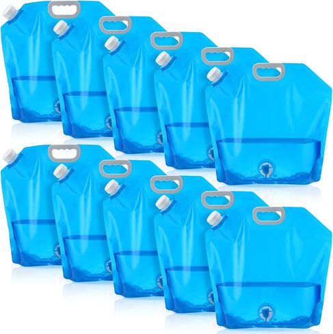 Suclain 26 Gallon Collapsible Water Container Bag 10 Pieces 2.6 Gallon Collapsible Water Storage Jug with Faucet Water Containers Portable Water Tank Emergency Storage for Fishing Camping Supply in Saudi Arabia