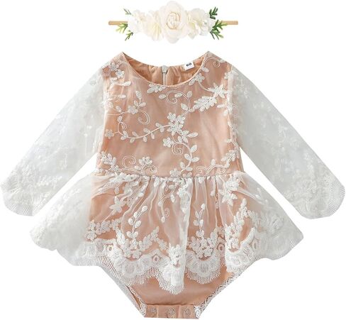 AWIBMK Newborn Baby Girl Floral Lace Romper Dress Infant Ruffle Boho Jumpsuit Princess Dresses Fall Winter Outfits in Saudi Arabia