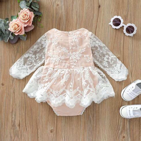 AWIBMK Newborn Baby Girl Floral Lace Romper Dress Infant Ruffle Boho Jumpsuit Princess Dresses Fall Winter Outfits in Saudi Arabia