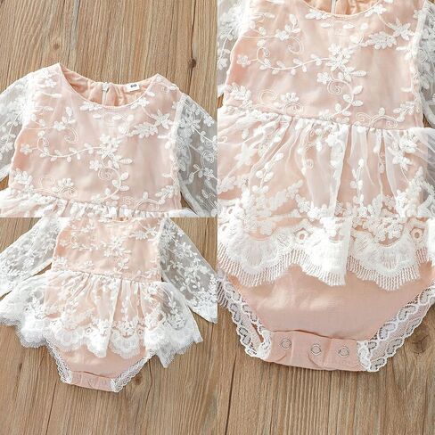 AWIBMK Newborn Baby Girl Floral Lace Romper Dress Infant Ruffle Boho Jumpsuit Princess Dresses Fall Winter Outfits in Saudi Arabia