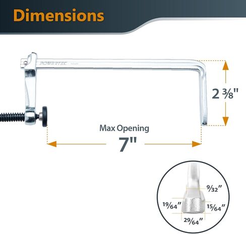 POWERTEC 71409 Quick Screw Guide Rail Clamp for MFT Table and Track Saw Guide Rail System, 7" Capacity x 2-3/8" Throat Depth, 400lbs Clamping Force, 2 Pack in Saudi Arabia