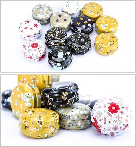 Rolin Roly 12Pcs Tins Jars with Lids Candle Travel Tins Mini Aluminum Cans Round Reusable Tinplate Empty Container for DIY Essential Oils Scented Christmas Candles Tea Candy in Saudi Arabia