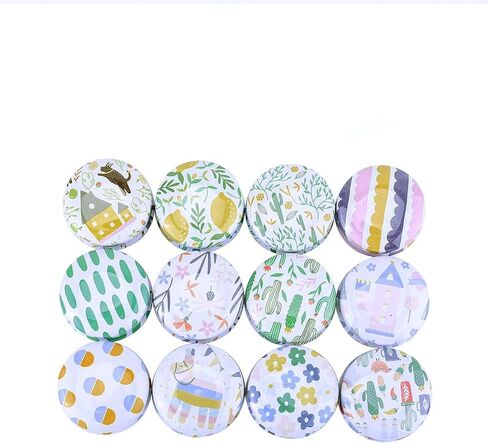 Rolin Roly 12Pcs Tins Jars with Lids Candle Travel Tins Mini Aluminum Cans Round Reusable Tinplate Empty Container for DIY Essential Oils Scented Christmas Candles Tea Candy in Saudi Arabia