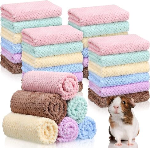 36 Pcs Guinea Pig Blankets Soft Fleece Cage Liners Guinea Pig Accessories Washable Bedding Sleeping Mats Absorbent Bath Towels for Small Animals Pets Rabbit Hamster Rat Dog Hedgehog, 11.8 x 11.8 Inch in Saudi Arabia