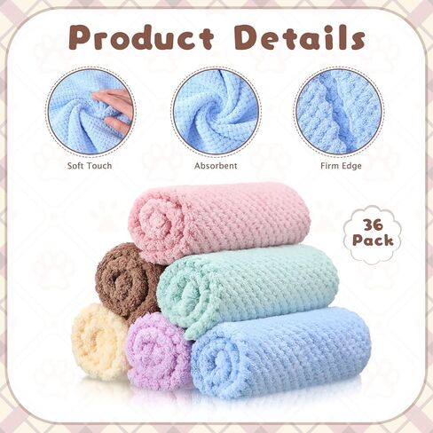 36 Pcs Guinea Pig Blankets Soft Fleece Cage Liners Guinea Pig Accessories Washable Bedding Sleeping Mats Absorbent Bath Towels for Small Animals Pets Rabbit Hamster Rat Dog Hedgehog, 11.8 x 11.8 Inch in Saudi Arabia