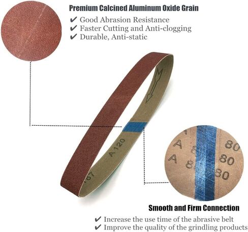 حزام صنفرة 3/8 × 13، 40 حزام صنفرة من أكسيد الألومنيوم، ورق صنفرة حزام لآلة صنفرة حزام صغيرة مقاس 3/8 × 13 بوصة، 24 حزمة (3/8 × 13 بوصة، 40 حبيبة) in Kuwait