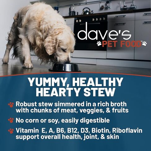 طعام الكلاب من Dave's Pet Food رطب طري (يخنة لحم الضأن)، مصنوع في الولايات المتحدة الأمريكية، طعام معلب للكلاب، فيتامينات ومعادن مضافة، خالي من القمح والجلوتين، للكلاب الصغيرة والكبيرة، 13.2 أونصة (علبة مكونة من 12 قطعة) in Kuwait