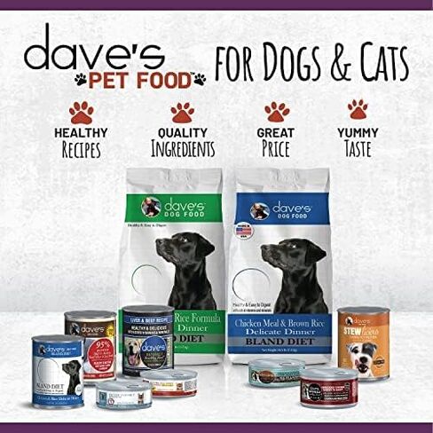 طعام الكلاب من Dave's Pet Food رطب طري (يخنة لحم الضأن)، مصنوع في الولايات المتحدة الأمريكية، طعام معلب للكلاب، فيتامينات ومعادن مضافة، خالي من القمح والجلوتين، للكلاب الصغيرة والكبيرة، 13.2 أونصة (علبة مكونة من 12 قطعة) in Kuwait