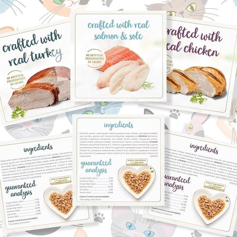 فائض صحي - غطاء سيليكون للقطط (1) وعبوات متنوعة من طعام القطط الرطب من فانسي فيست جرافي لافرز | ديك رومي، سمك السلمون، سمك السلمون، وليمة الدجاج بنكهة المرق، بروتينات خالية من الحبوب (عبوة من 18 قطعة) | باقة in Kuwait