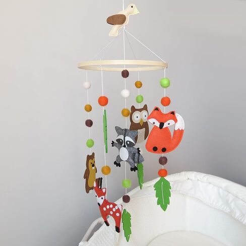Woodland Crib Mobile Animal Forest Baby Mobile لسرير الأطفال Jungle Baby المحمول المحايد لديكور حضانة Woodland in Kuwait