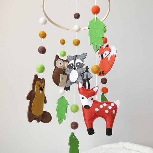 Woodland Crib Mobile Animal Forest Baby Mobile لسرير الأطفال Jungle Baby المحمول المحايد لديكور حضانة Woodland in Kuwait
