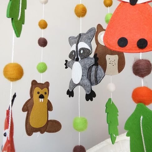 Woodland Crib Mobile Animal Forest Baby Mobile لسرير الأطفال Jungle Baby المحمول المحايد لديكور حضانة Woodland in Kuwait