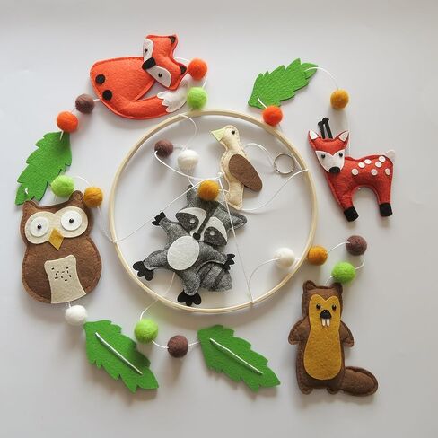 Woodland Crib Mobile Animal Forest Baby Mobile لسرير الأطفال Jungle Baby المحمول المحايد لديكور حضانة Woodland in Kuwait