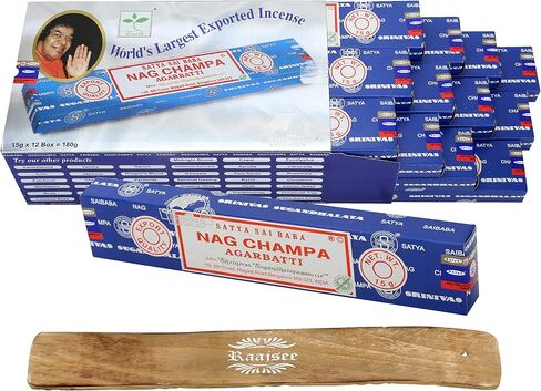 Satya Lavender Incense Sticks, Satya Bng (Bangalore) Insenses 15gmx12 pack with Raajsee Incense holder Bundle, Satya Nagchampa Natural Incense in Kuwait