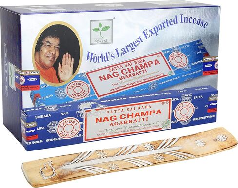 Satya Lavender Incense Sticks, Satya Bng (Bangalore) Insenses 15gmx12 pack with Raajsee Incense holder Bundle, Satya Nagchampa Natural Incense in Kuwait