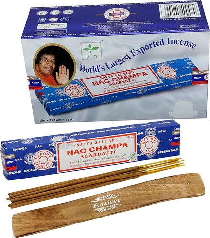 Satya Lavender Incense Sticks, Satya Bng (Bangalore) Insenses 15gmx12 pack with Raajsee Incense holder Bundle, Satya Nagchampa Natural Incense in Kuwait
