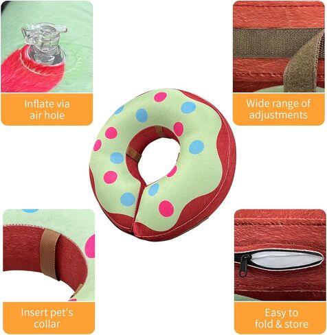 Inflatable Cone Collar for Dogs and Cats - Soft Pet Recovery Collar Does Not Block Vision E-Collar (Large, Pink) in Kuwait