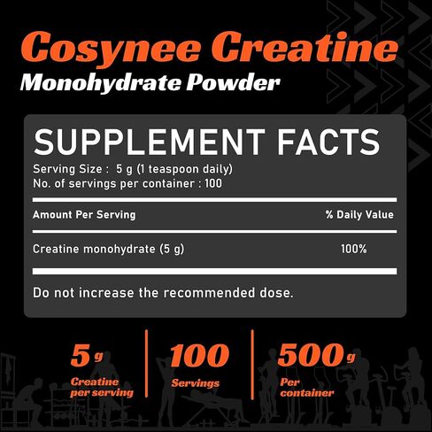 مسحوق ميكروني كرياتين مونوهيدرات من cosynee، الأفضل والأنقى، سريع الذوبان للحصول على طاقة عضلية وخلوية إضافية* واكتساب العضلات الهزيلة* (0.35 أونصة (10 جم)) in Kuwait