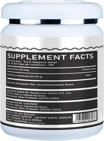 مسحوق ميكروني كرياتين مونوهيدرات من cosynee، الأفضل والأنقى، سريع الذوبان للحصول على طاقة عضلية وخلوية إضافية* واكتساب العضلات الهزيلة* (0.35 أونصة (10 جم)) in Kuwait
