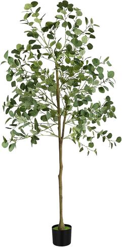 melos Artificial Eucalyptus Tree Decor Indoor Outdoor, 6 FT Faux Plant, Lifelike Green Fake Potted Tree for Home Office in Kuwait