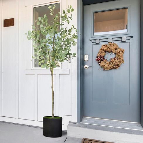 melos Artificial Eucalyptus Tree Decor Indoor Outdoor, 6 FT Faux Plant, Lifelike Green Fake Potted Tree for Home Office in Kuwait