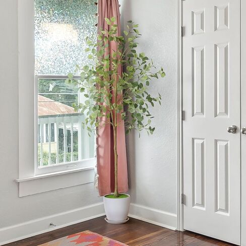 melos Artificial Eucalyptus Tree Decor Indoor Outdoor, 6 FT Faux Plant, Lifelike Green Fake Potted Tree for Home Office in Kuwait