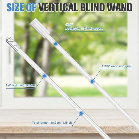 6 Pieces 12 Inches Blind Wand Vertical Blinds Replacement Parts Blind Rod with Hook and Grip Clear Plastic Blind Opener Long Window Blind Stick Tilt Rod in Kuwait