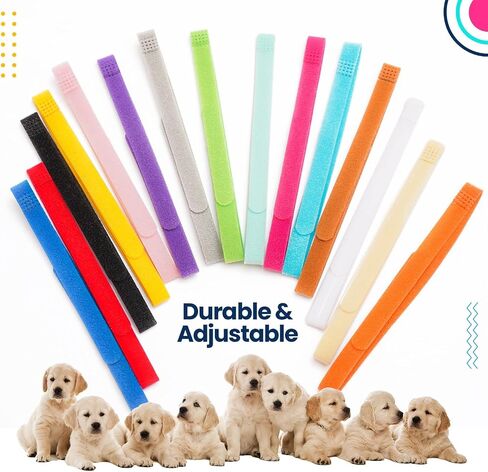 Caninary 15 Different Colored Puppy Collars for Litter with 6 Record Keeping Charts, Adjustable Puppy Collars for Small Puppies, Serving as Soft Nylon Puppy Identification Collars in Saudi Arabia