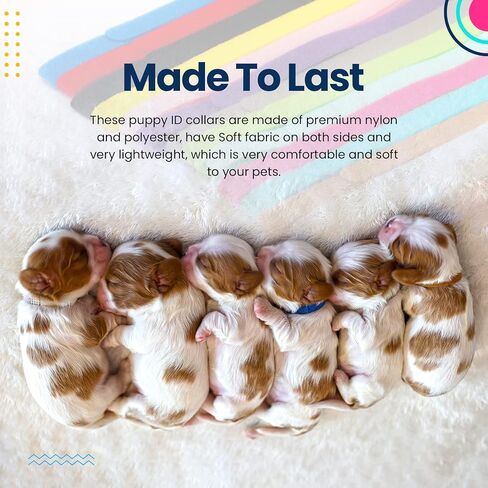 Caninary 15 Different Colored Puppy Collars for Litter with 6 Record Keeping Charts, Adjustable Puppy Collars for Small Puppies, Serving as Soft Nylon Puppy Identification Collars in Saudi Arabia