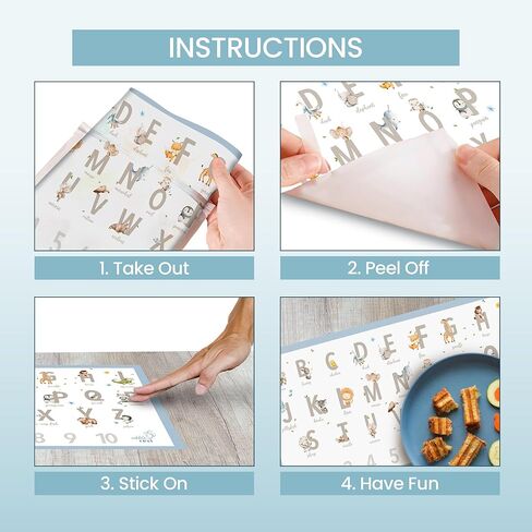 مفارش طاولة للاستعمال مرة واحدة من نيبل آند ريست، 20 قطعة من كرسي الطعام المرتفع من ايكيا أنتيلوب، مفارش مكان لاصقة على شكل حيوانات الأبجدية ABC، مفرش طاولة للأطفال للمطاعم وطاولة الطعام وأساسيات السفر للأطفال الصغار in Kuwait