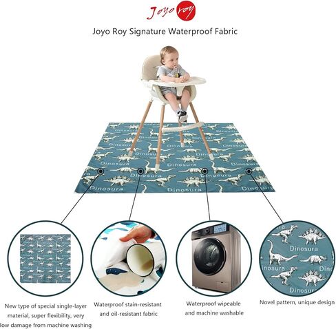 Joyo roy 135x140 cm Baby Floor Mat Splat Mat High Chair Mat Waterproof Mat Play Mat for Toddlers Splat Mat for Under High Chair Kids Placemats for Dining Table High Chair Mat for Floor Mat Under High in Kuwait