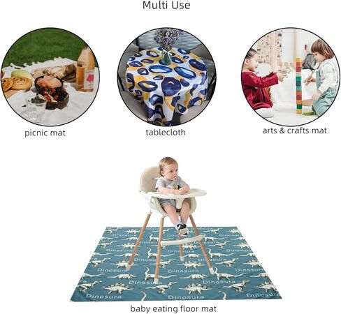 Joyo roy 135x140 cm Baby Floor Mat Splat Mat High Chair Mat Waterproof Mat Play Mat for Toddlers Splat Mat for Under High Chair Kids Placemats for Dining Table High Chair Mat for Floor Mat Under High in Kuwait