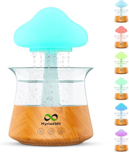 مرطب هواء على شكل سحابة مطر مع ضوء ليلي على شكل فطر - واحة هادئة مع موزع مطر على شكل سحابة تحاضن، اصوات مطر للنوم، مصباح شلال، 7 الوان متغيرة اضاءة ليلية بخاصية اطلاق الروائح العلاجية in Kuwait
