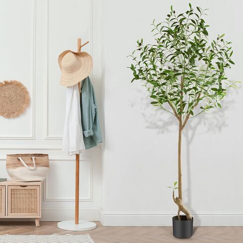 شجرة زيتون صناعية بطول 6 أقدام نبات حرير صناعي شجرة زيتون مزيفة بوعاء مع زارع فروع صناعية كبيرة وفواكه واقعية لتزيين أرضية غرفة المعيشة والمكتب المنزلي الحديث في الأماكن المغلقة - قطعتان in Kuwait